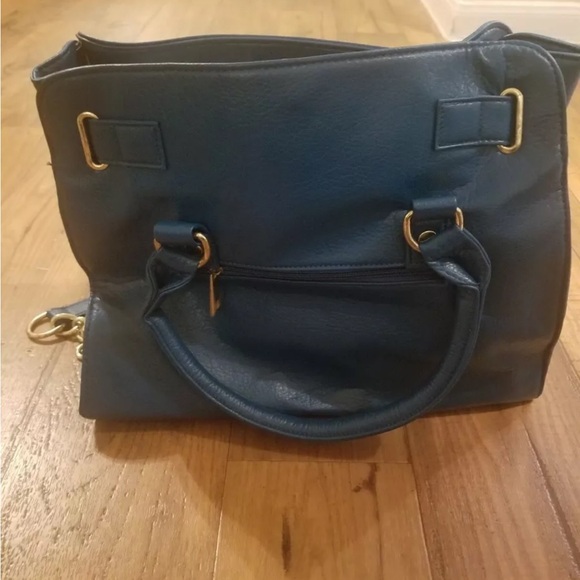 WOMEN'S BRACIANO BLUE SHOULDER HANDBAG LARGE PURSE FAUX LEATHER METAL STUDDED - Picture 2 of 5